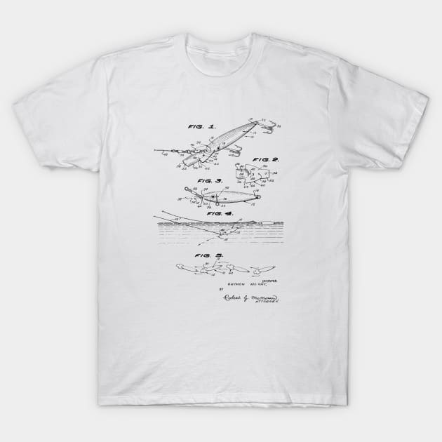 Fishing Lure Vintage Patent Hand Drawing T-Shirt by TheYoungDesigns